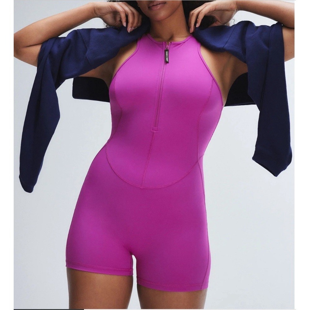 Savage x Fenty Womens Workout Jumpsuit Size Small Purple Sleeveless Front Zip